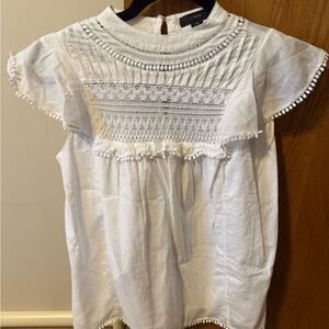 JCREW White Lace Trim Blouse